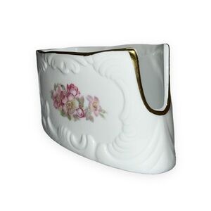 Vintage West German Spoon Holder Ceramic‎ Floral Cottage Chic Toothbrush Holder